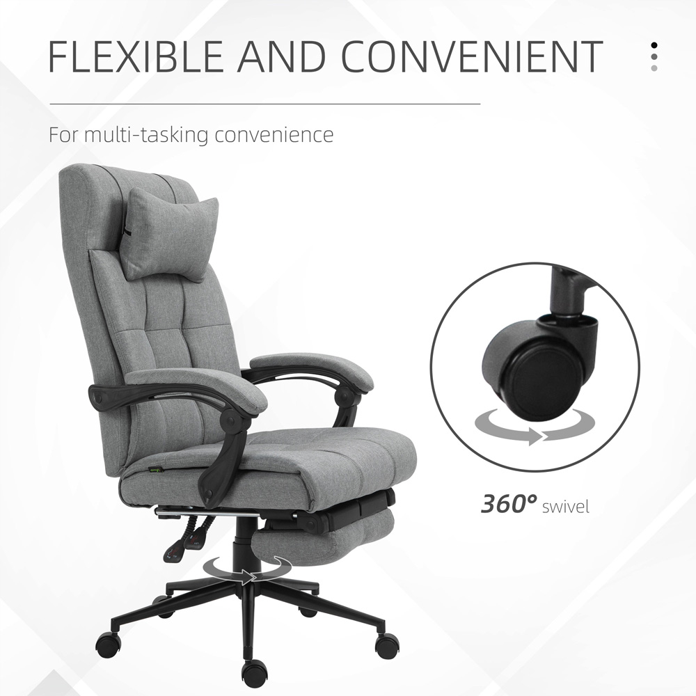 Portland Light Grey Linen Swivel Ergonomic Office Chair Image 4