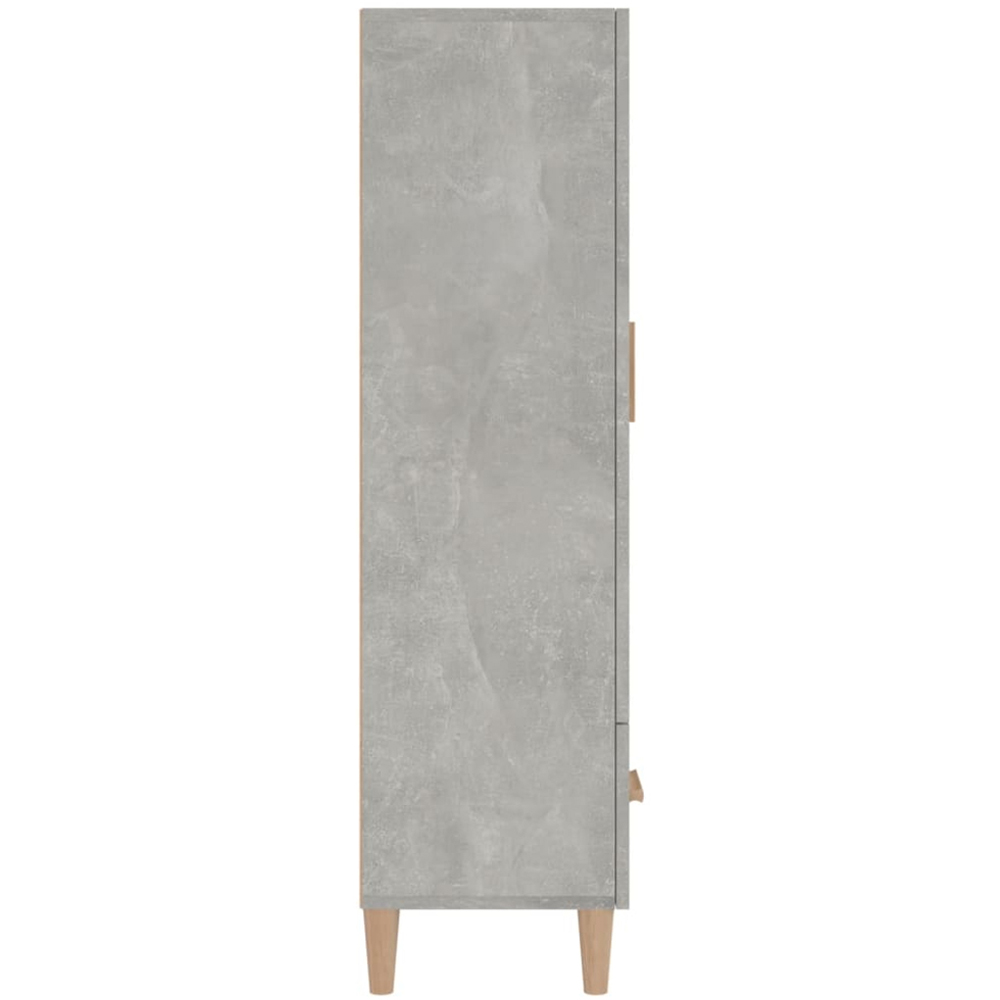 vidaXL 2 Door Single Drawer Concrete Grey Highboard with Wooden Legs Image 5