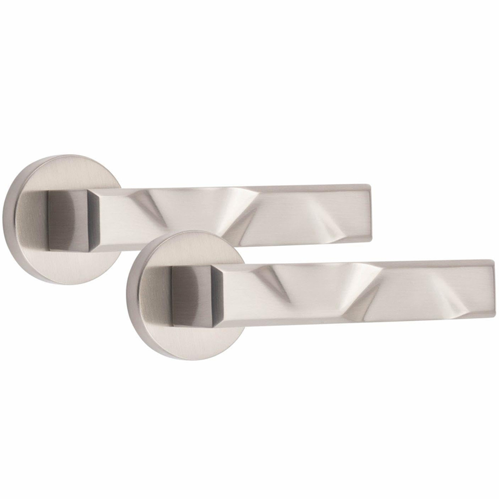 Golden Grace Satin Nickel Modern Nova Door Handle Set Image 2