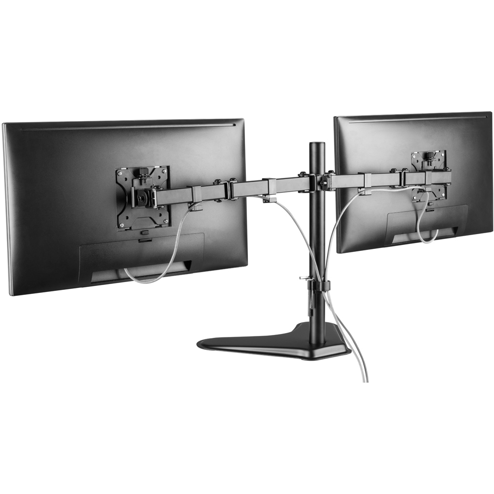 ProperAV 17 to 32 Inch Dual Swing Arm Monitor Mount with Free Standing Base Image 4