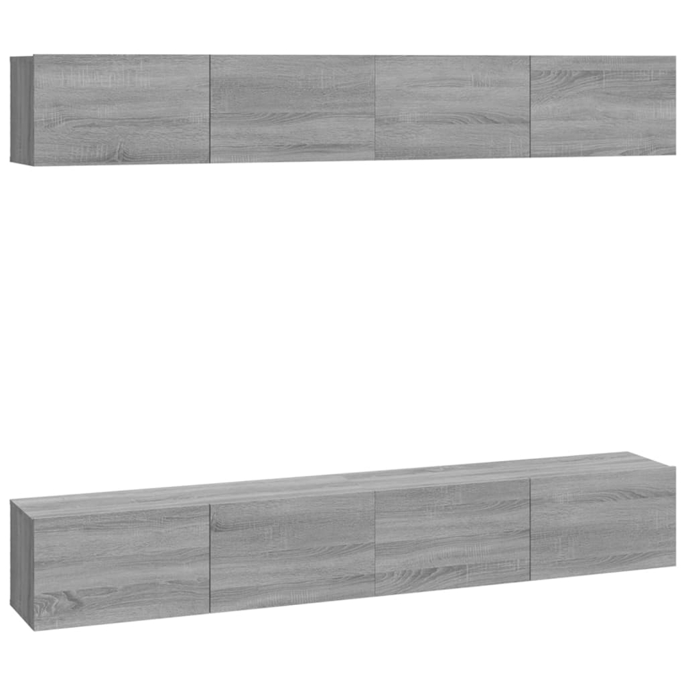 vidaXL 2 Door Grey Sonoma Wall Mounted TV Cabinet 4 Pack Image 2