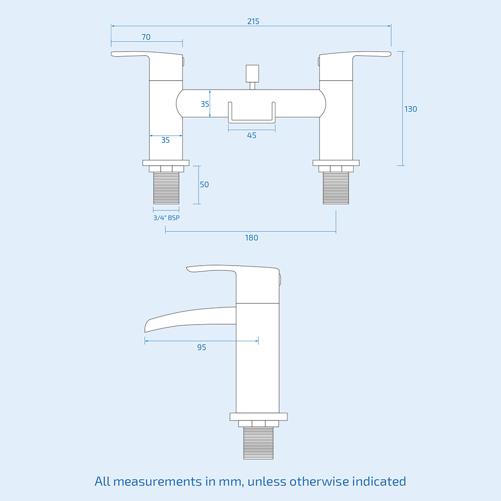 Nes Home Corry Waterfall Chrome Bath Filler Mixer and Basin Mono Tap Image 3