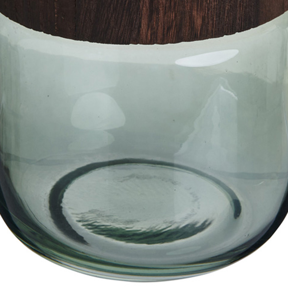 Wilko Green Glass and Wood Vase Image 5