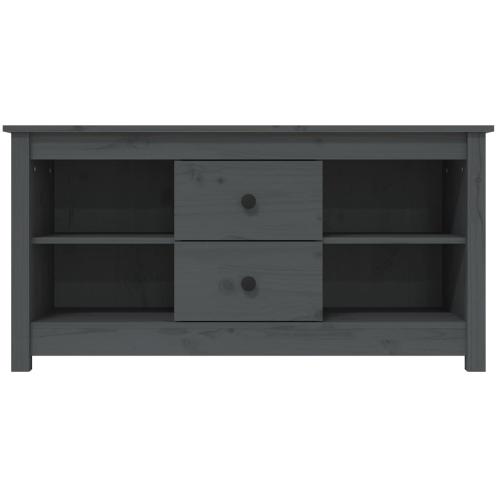 vidaXL 2 Drawer 2 Shelf Grey Solid Pine TV Cabinet Image 3