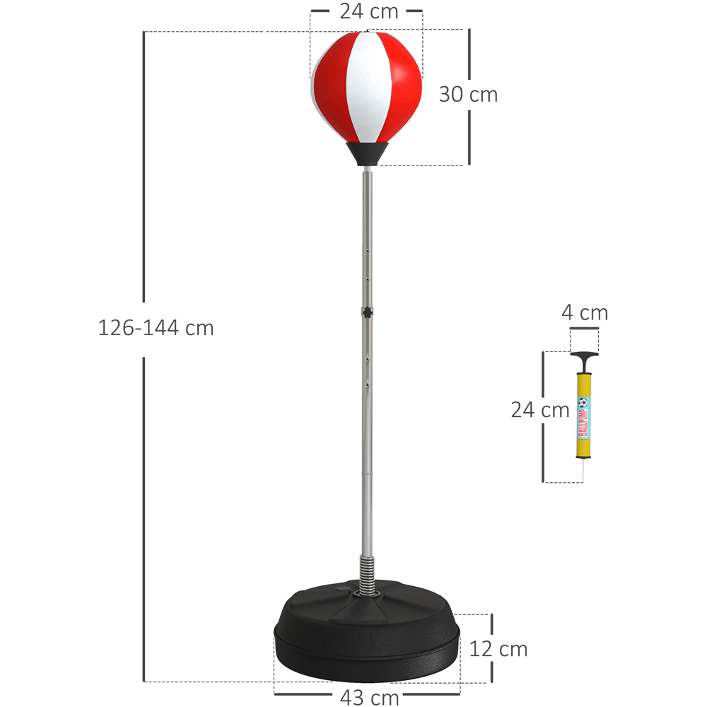 HOMCOM Red and White Height Adjustable Standing Punching Bag Set Image 9