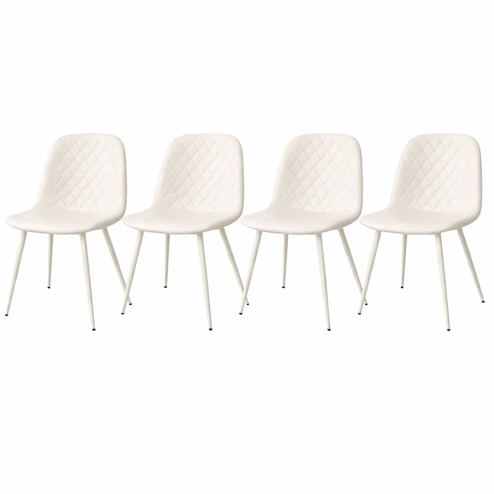 Kosy Koala Set of 4 White Faux Leather Gem Pattern Dining Chair Image 3
