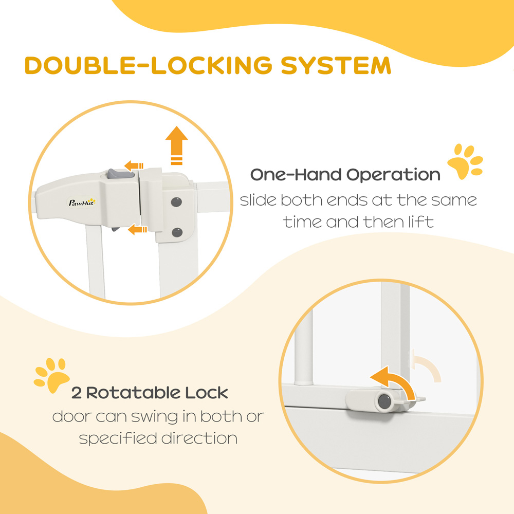 PawHut White 74-87cm Adjustable Metal Pet Safety Gate Image 5