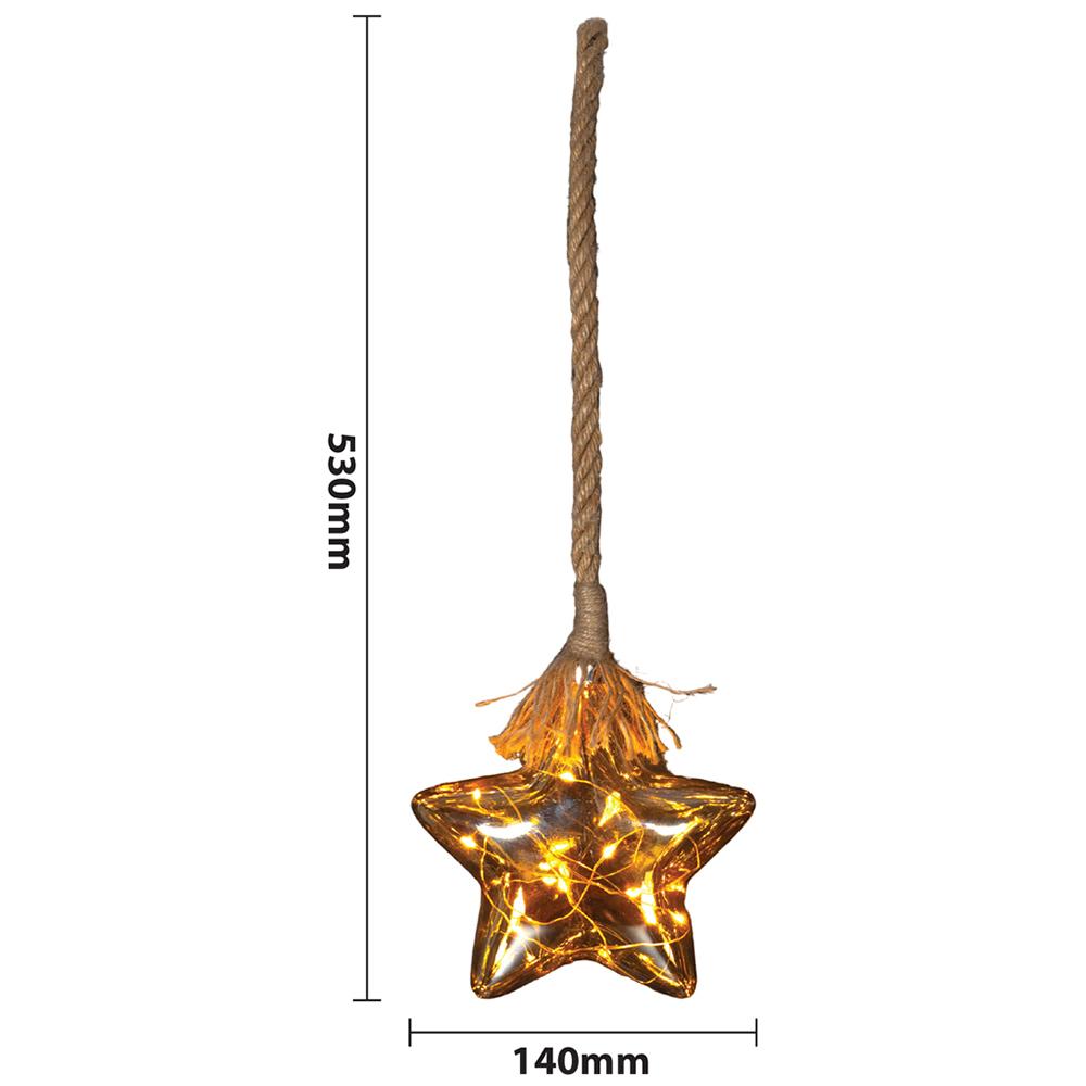 Xmas Haus Brown LED Light Glass Star Festive Decoration Image 3