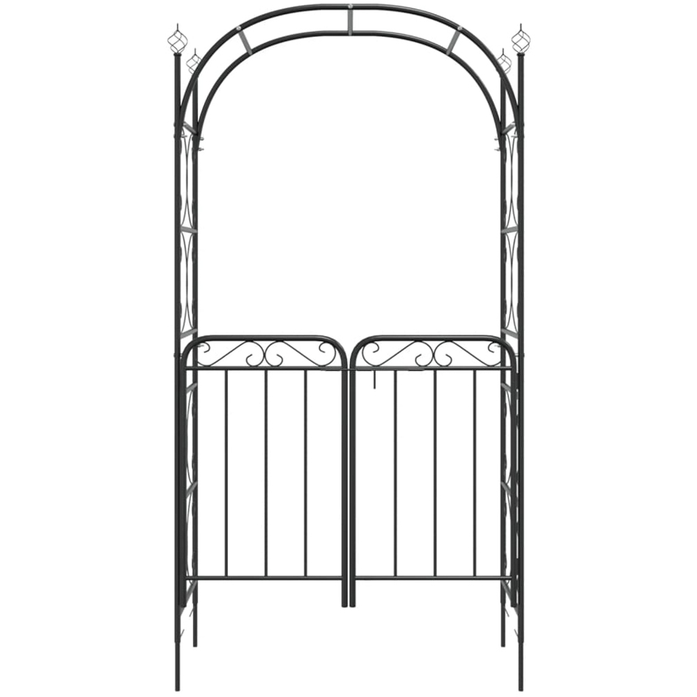 vidaXL 7.7 x 1.4 x 3.5ft Black Steel Garden Arch with Gate Image 3