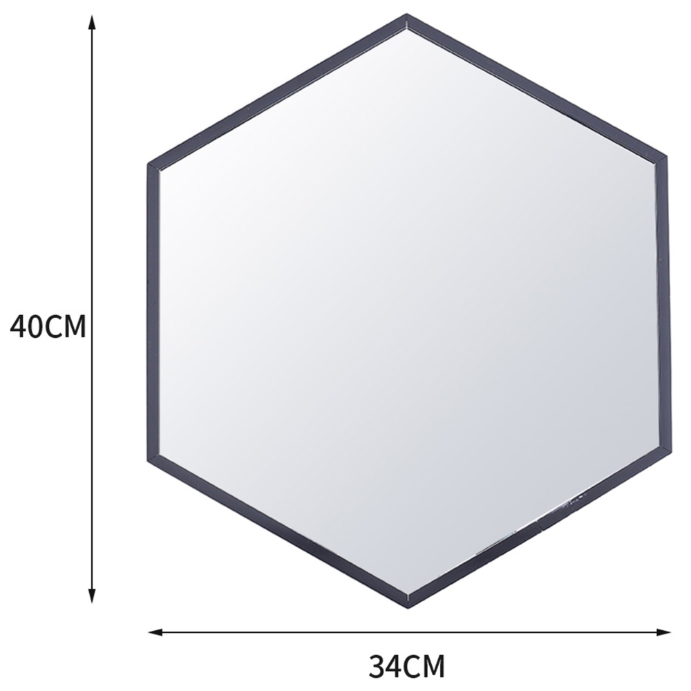 Living And Home CD0553 Black Metal Hexagon Shaped Wall Mounted Make-Up Mirror Image 6