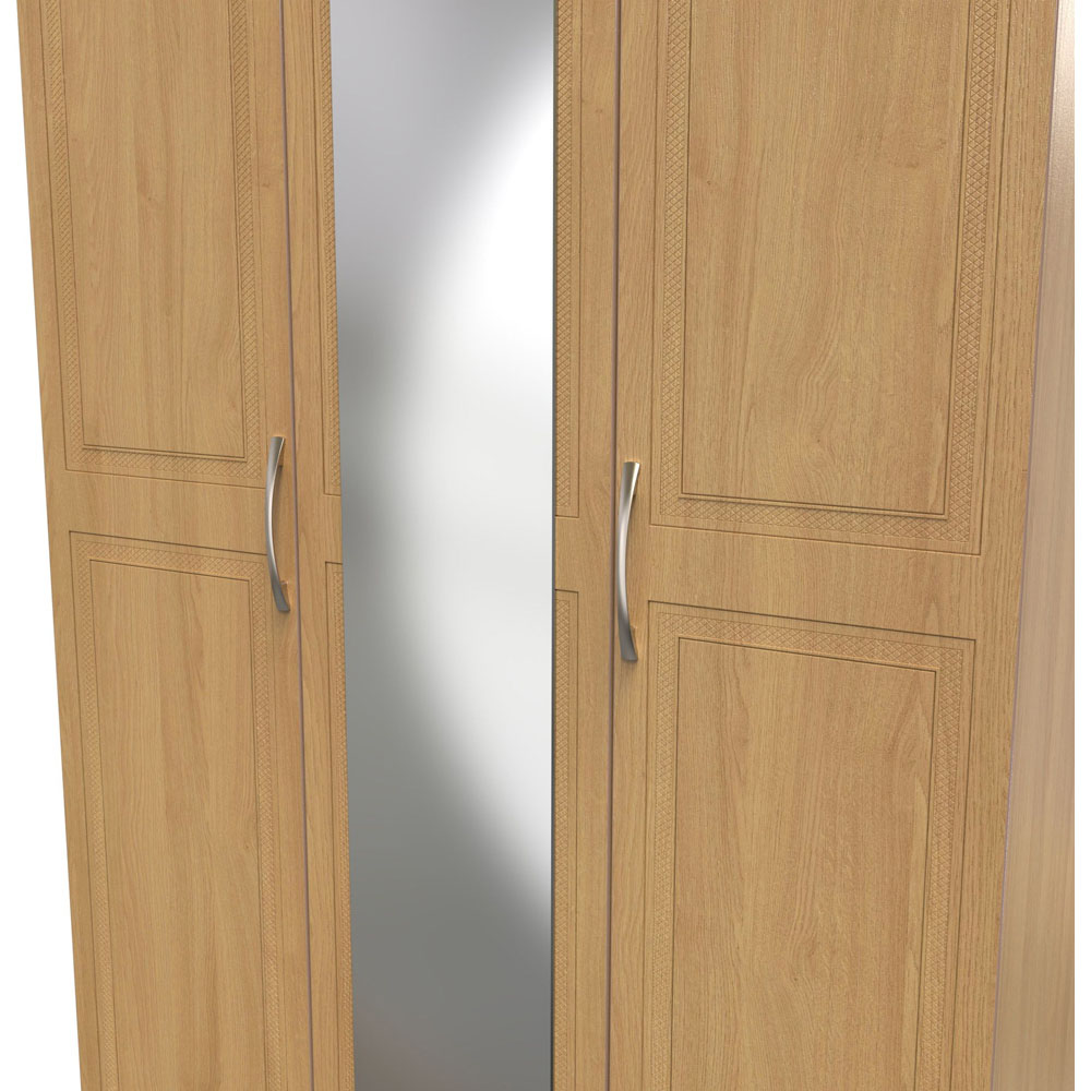 Crowndale Dorset 3 Door Modern Oak Mirrored Wardrobe Ready Assembled Image 6