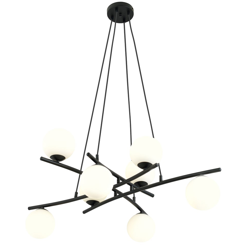 Emibig Essa 8 Light White Shade Black E14 Ceiling Pendant Light Image 3