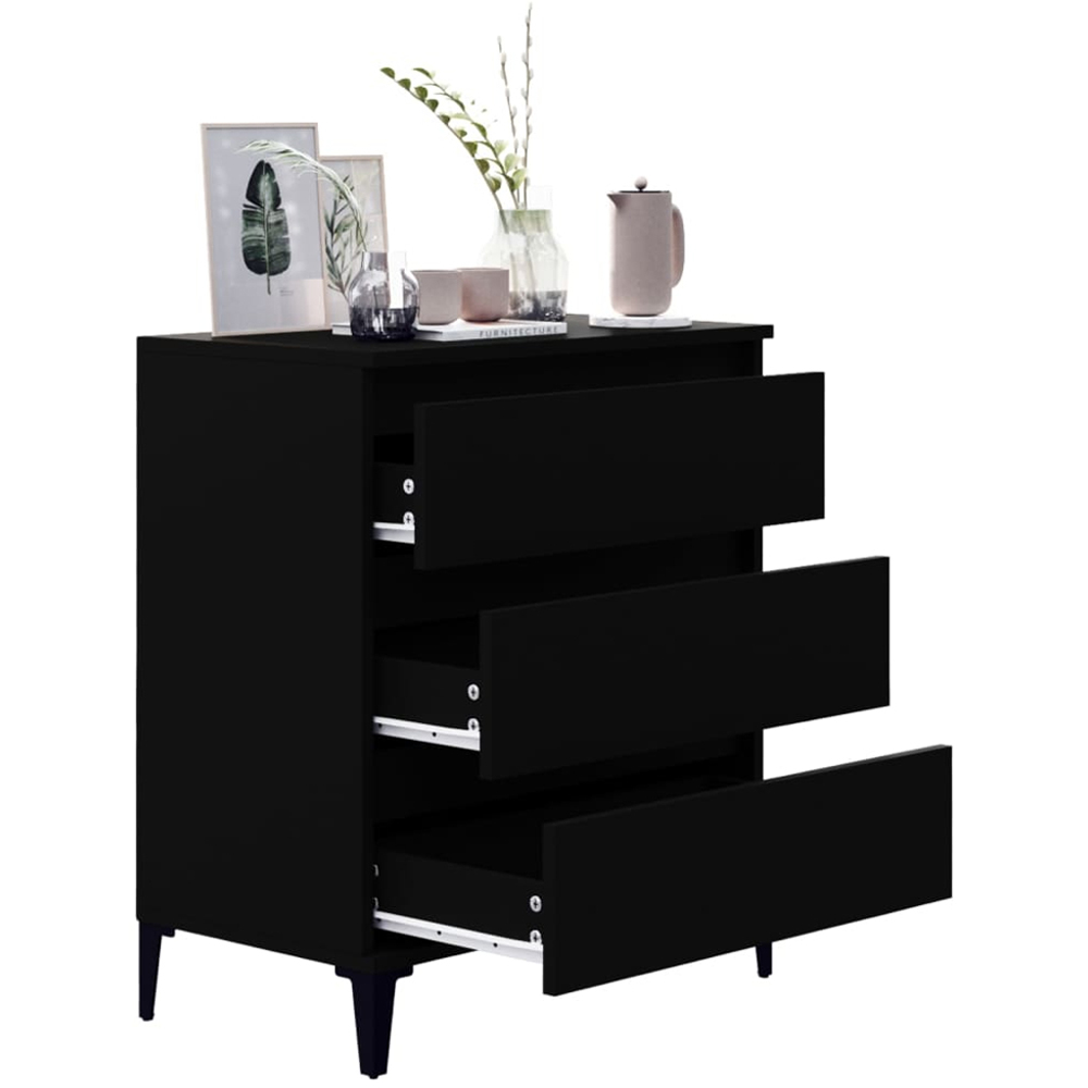 vidaXL 3 Drawer Black Wooden Sideboard Image 4