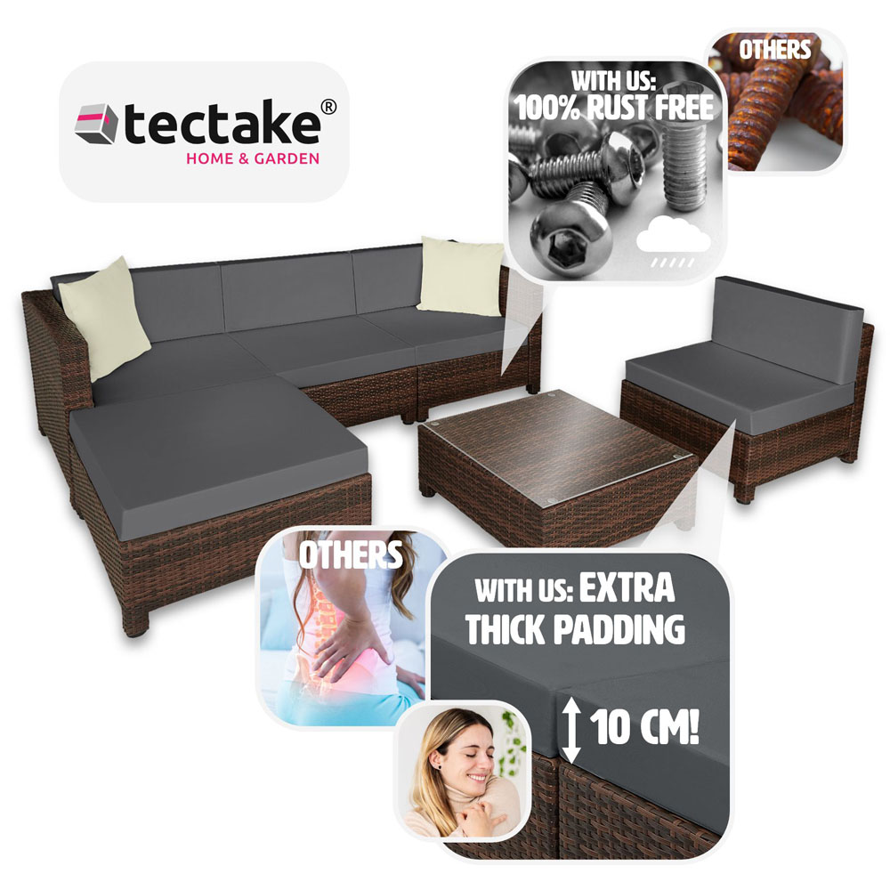 tectake Trieste Polyrattan Garden Furniture Set with Black and Brown 2 Cover Set Image 3