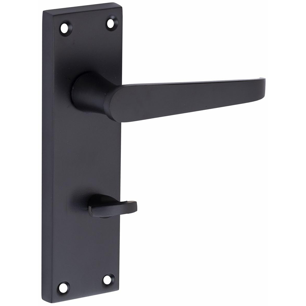 Golden Grace Victorian Straight Matt Black Privacy Handles and Mortise Lock Set Image 3