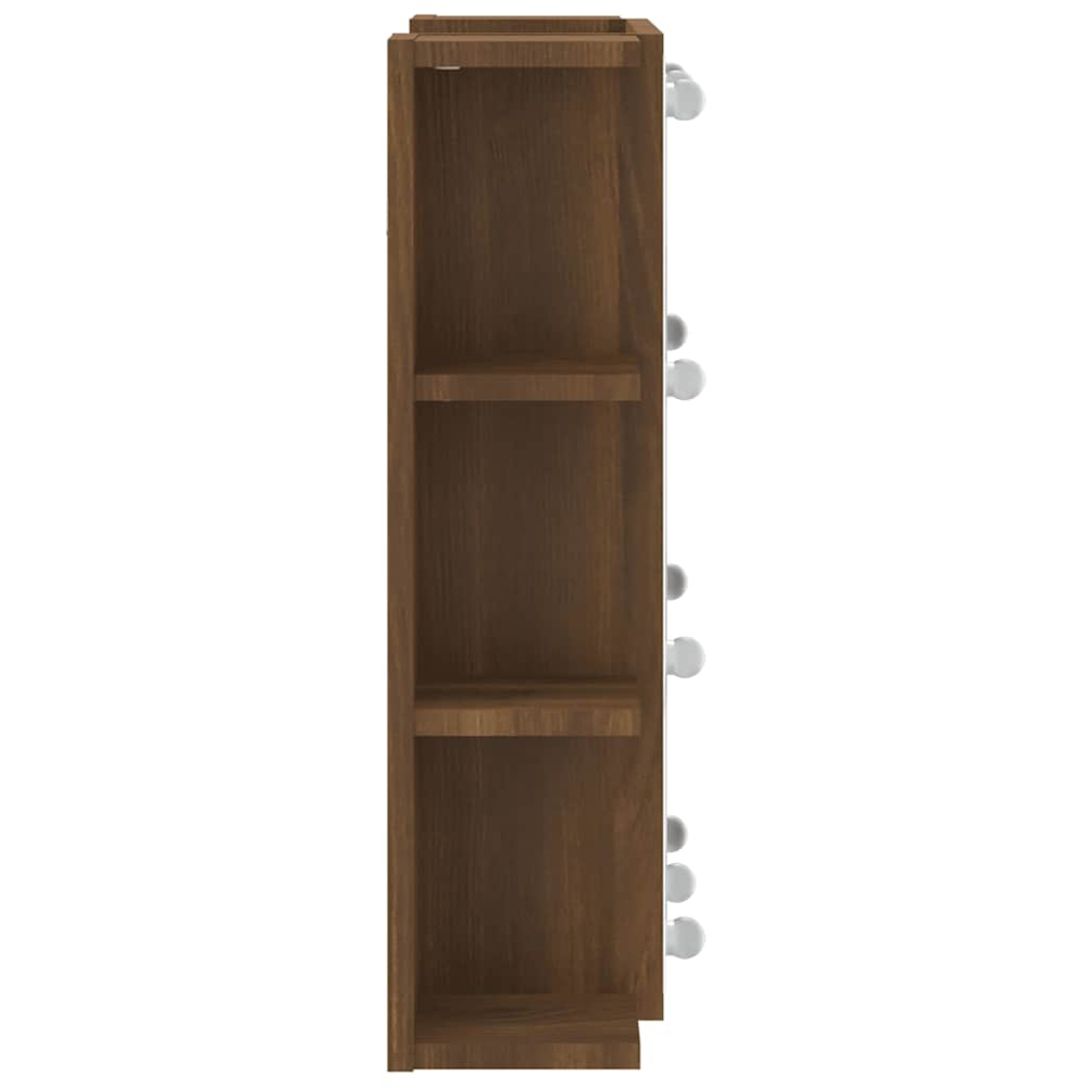 vidaXL Single Door 6 Open Shelf Brown Oak LED Mirror Bathroom Cabinet Image 5