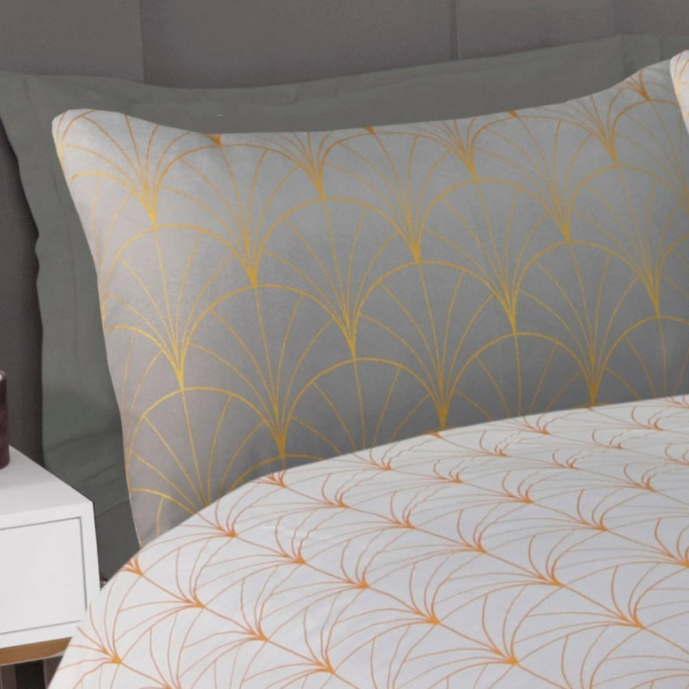 Smart Living Super King Size Grey Ombre Metallic Deco Duvet Cover Set Image 3