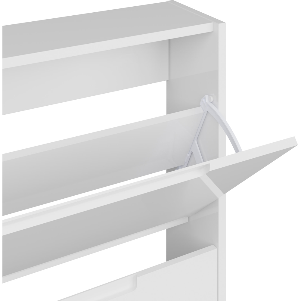 GFW 2 Tier White High Gloss Narrow Shoe Cabinet Image 6