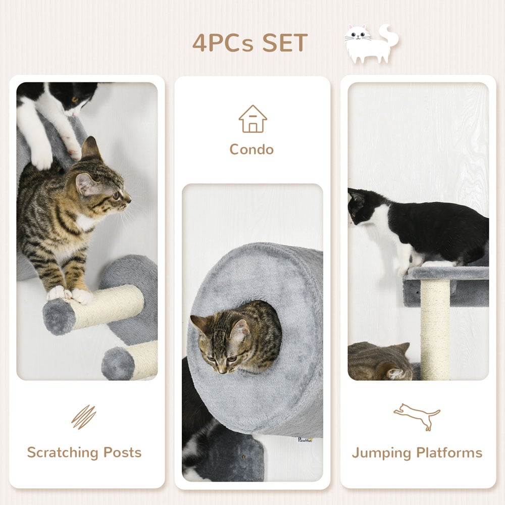 PawHut Grey Cat Wall Furniture Cat House Image 5