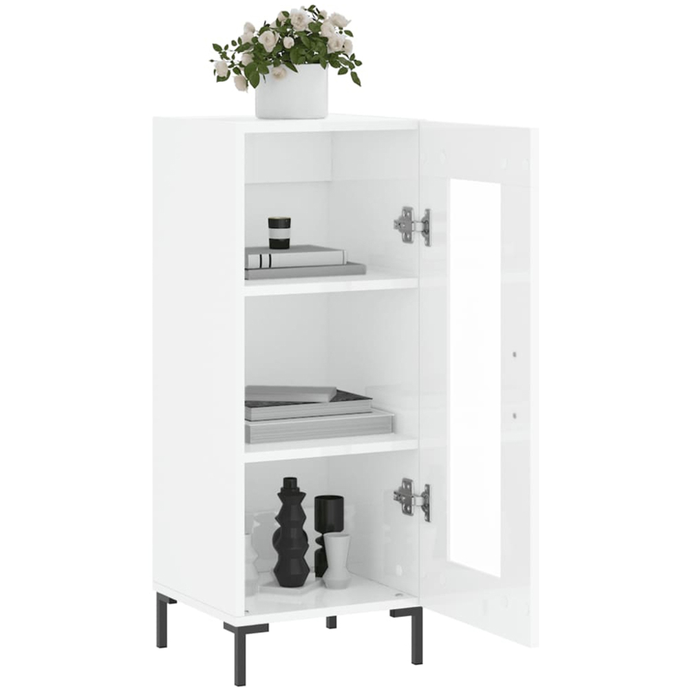 vidaXL Single Door High Gloss White Sideboard Image 4