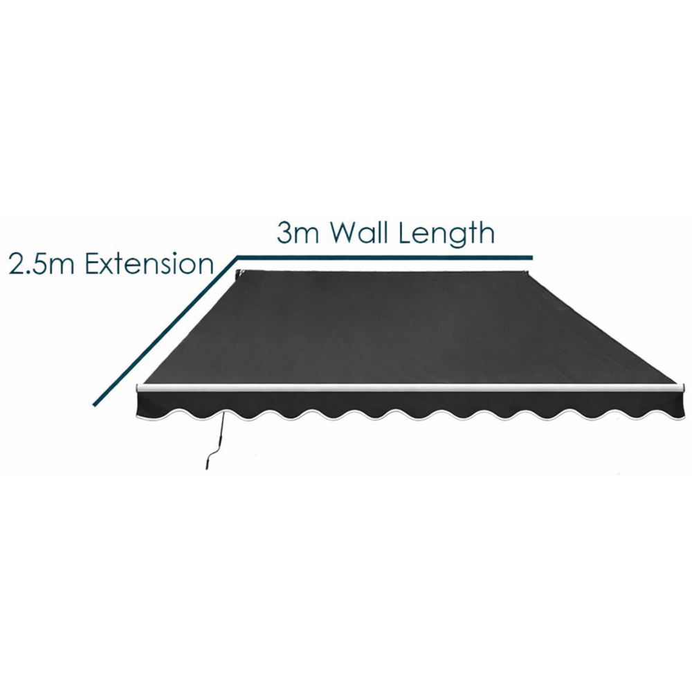Jack Stonehouse Black Retractable Electric Awning with LED Lights and Remote Control 3 x 2.5m Image 7