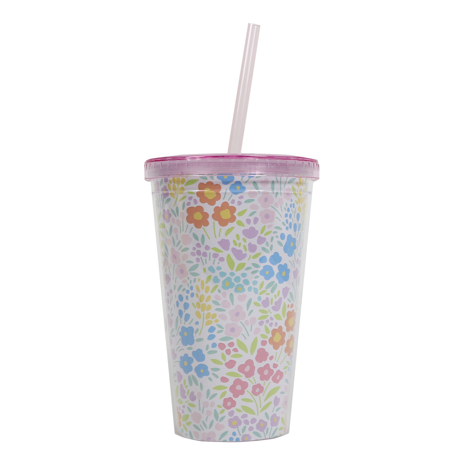 Pastel Blooms Tumbler with Straw - Pink Image
