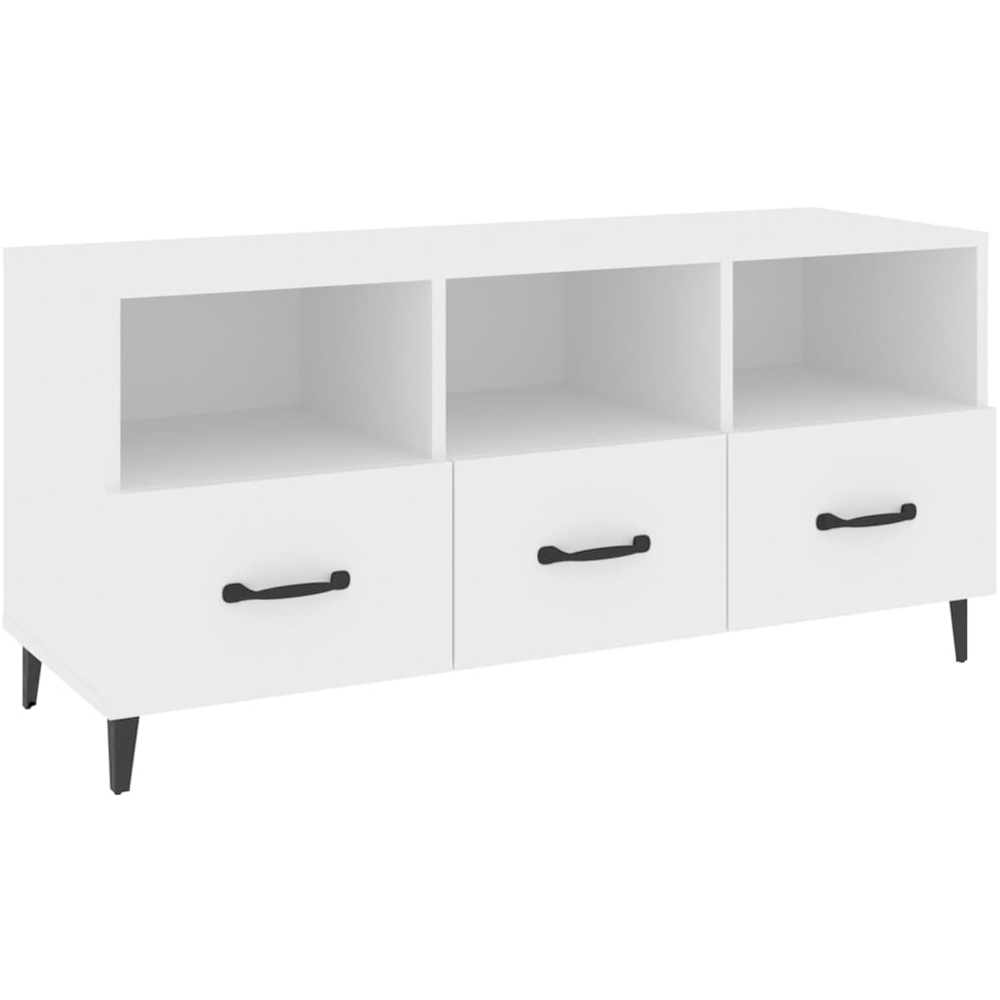 vidaXL 3 Drawer 3 Shelf White TV Cabinet Image 2