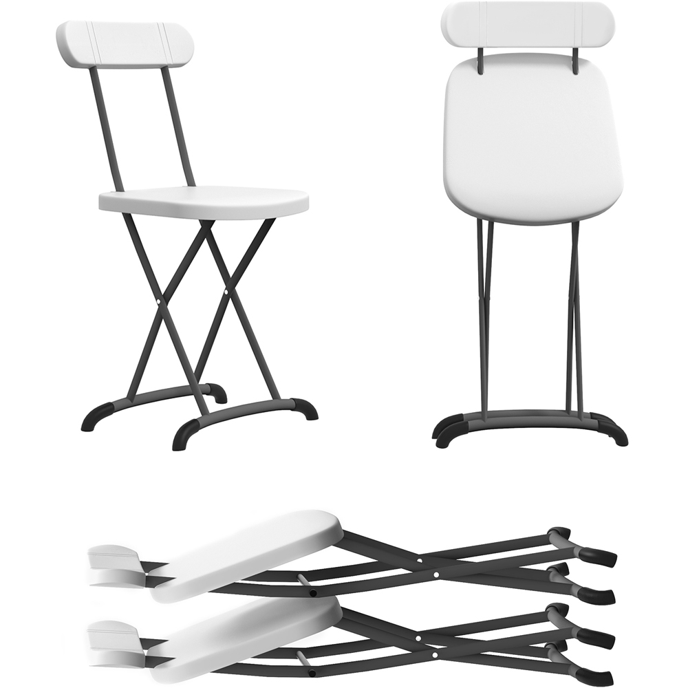 Costway White Indoor and Outdoor Metal Folding Stool Set of 2 Image 2