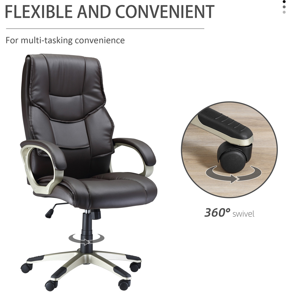 Portland Brown PU and PVC Leather Swivel Office Chair Image 4