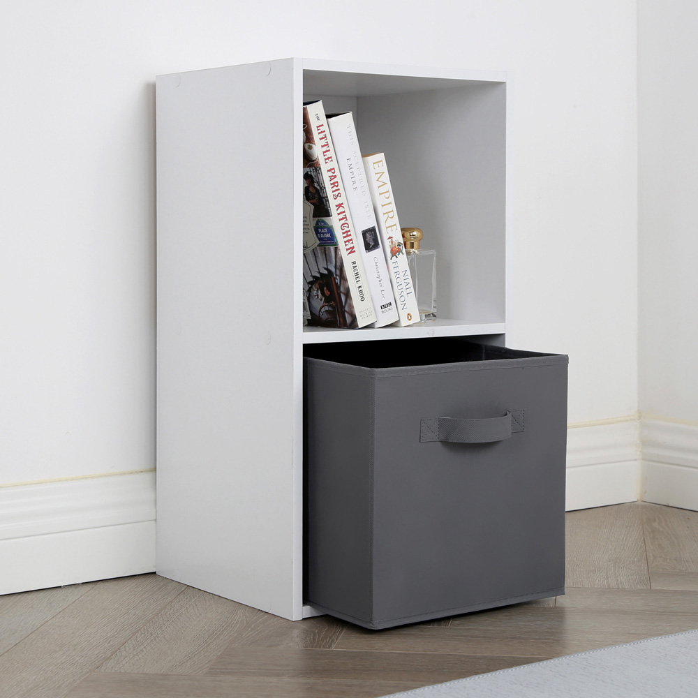 Jane 2 Shelf White Cube Storage Unit with Basket Image 8