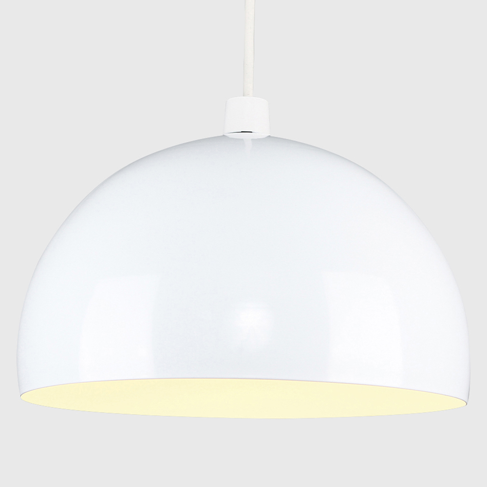ValueLights Curva Gloss White Metal Dome Pendant Shade Image 4