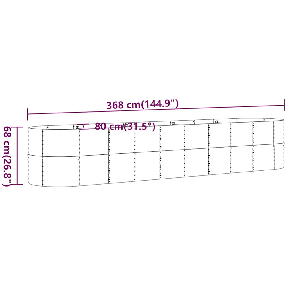vidaXL Anthracite Galvanised Steel Raised Garden Bed 68 x 80 x 368cm Image 5