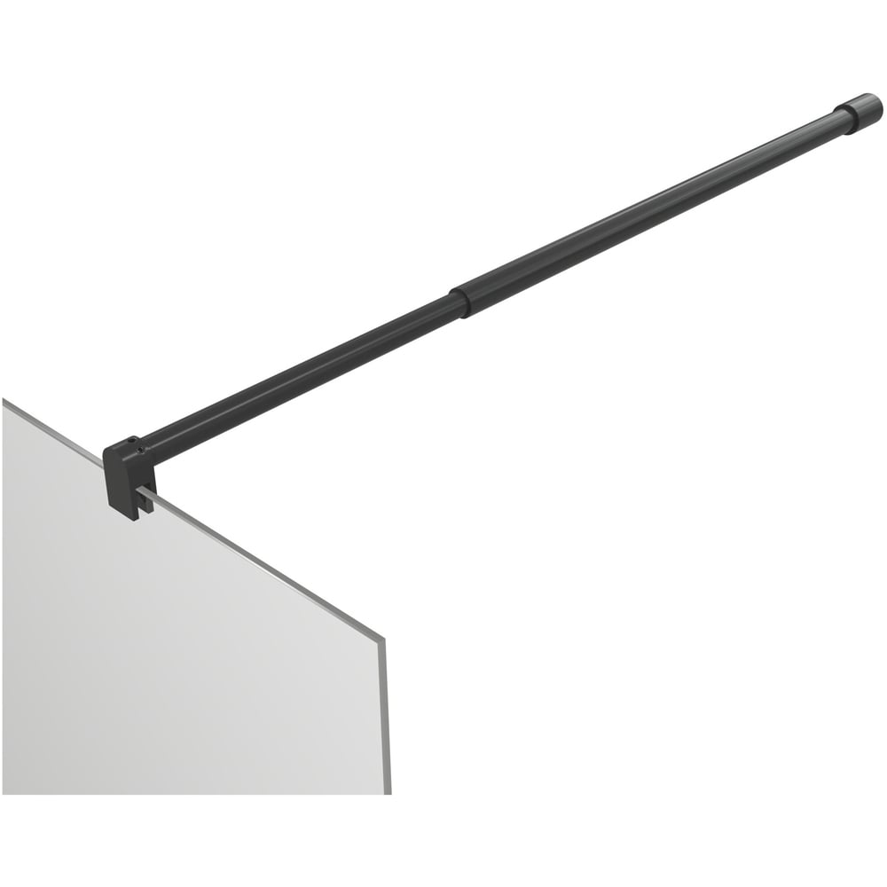 Bathstore Nero Glass Wetroom Shower Panel with Matt Black Profile and Front Bar 1400mm Image 5
