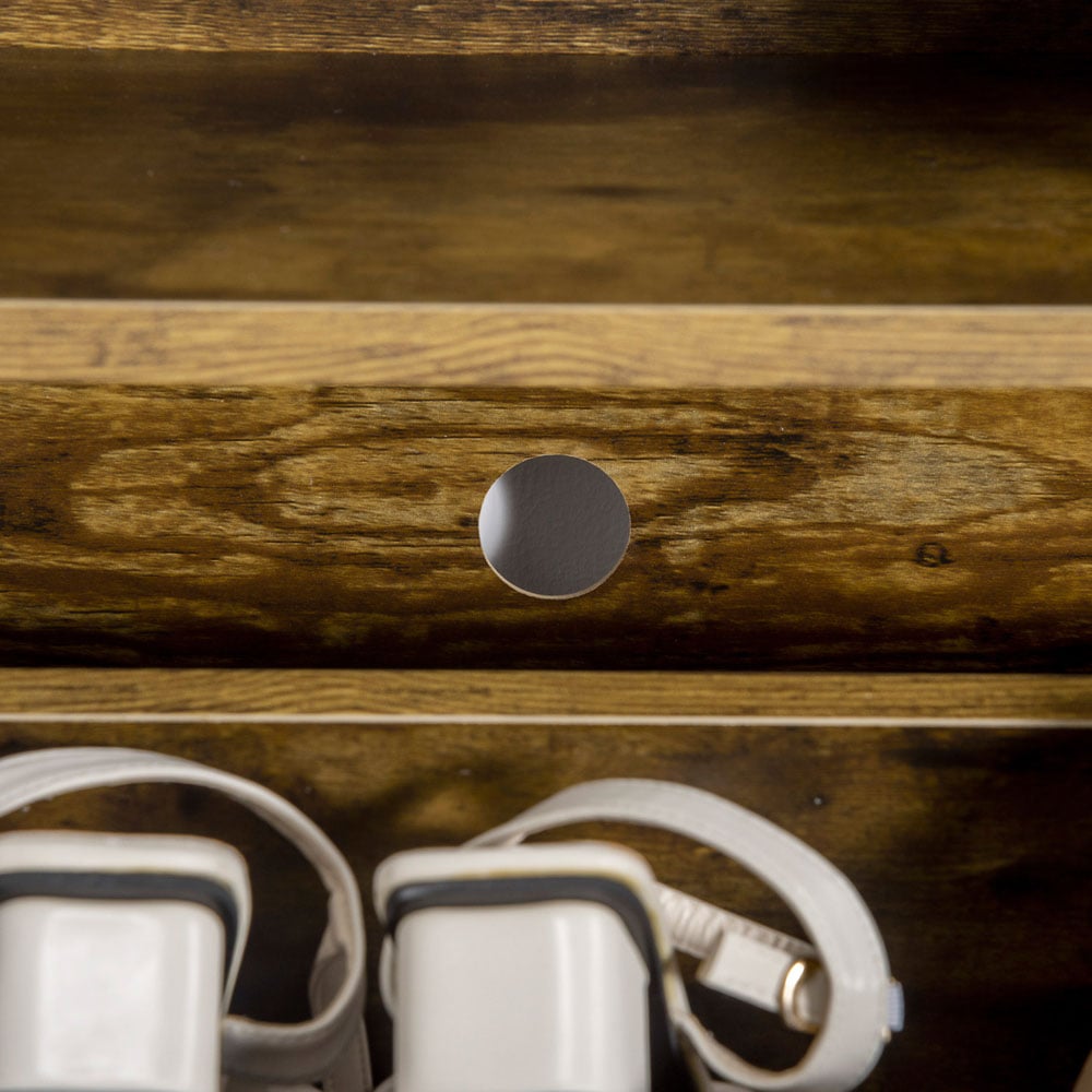 Portland 2 Tier Rustic Brown Shoe Cabinet Image 4