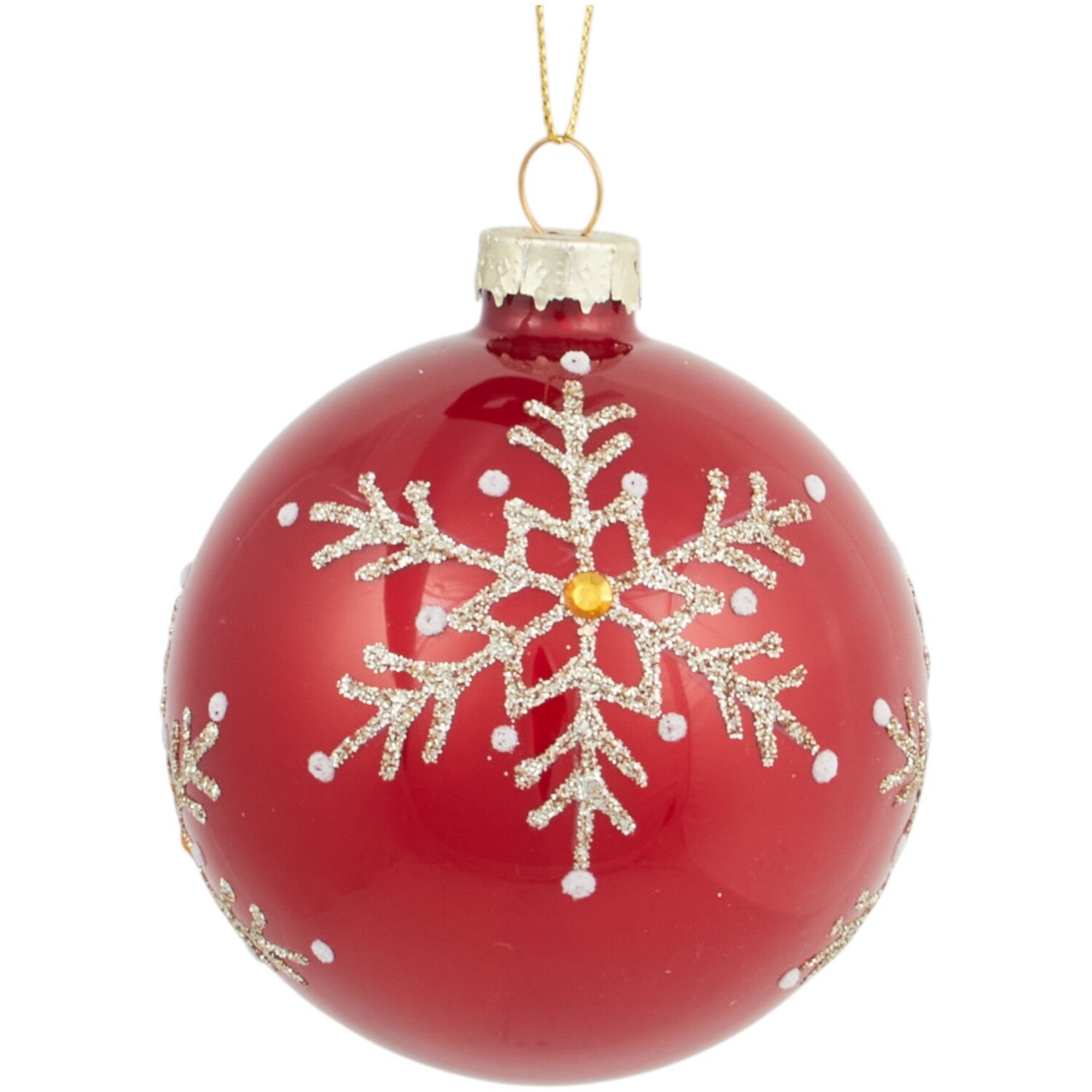 Ruby Red Glitter Design Bauble Image 4