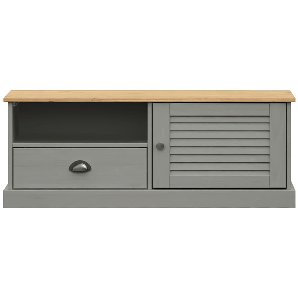 vidaXL Single Door Single Drawer Single Shelf Grey Solid Pine TV Cabinet Image 5