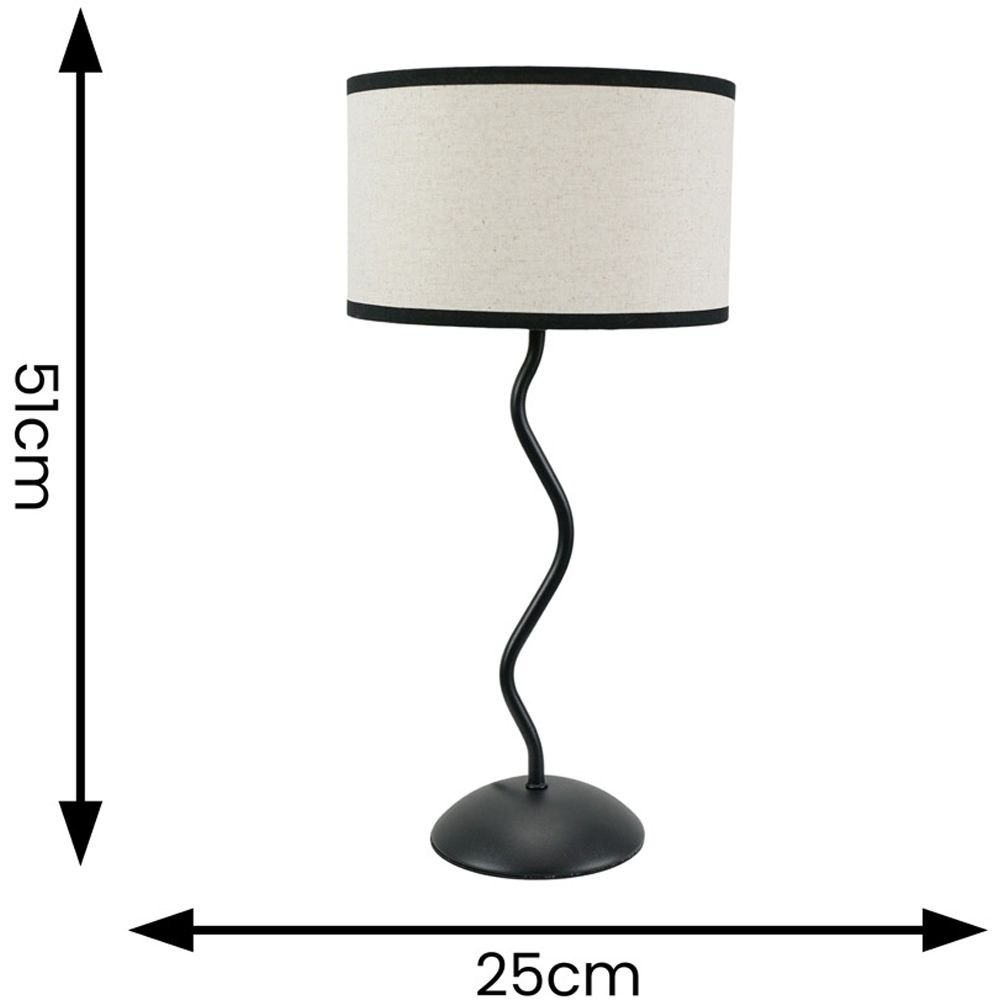 ValueLights Wiggle Linen Black Edge Drum Shade Black Metal Stem LED Table Lamp Image 6