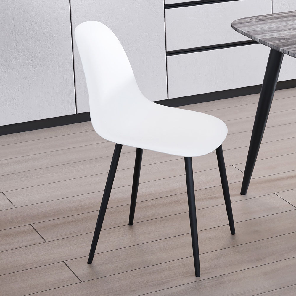Core Products Aspen Set of 2 White and Black Curved Dining Chair Image 5
