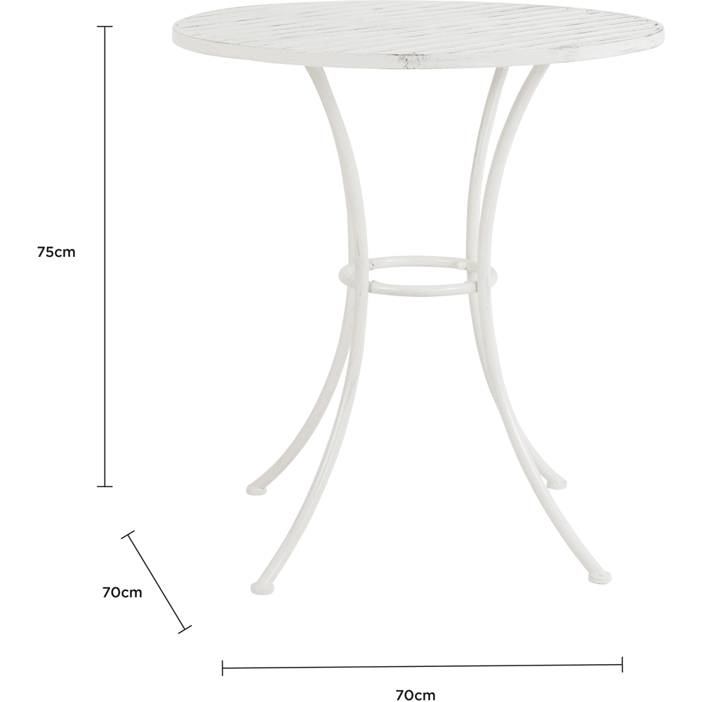 Charles Bentley 2 Seater Antique White Rustic Metal Leaf Pattern Foldable Garden Bistro Set Image 9