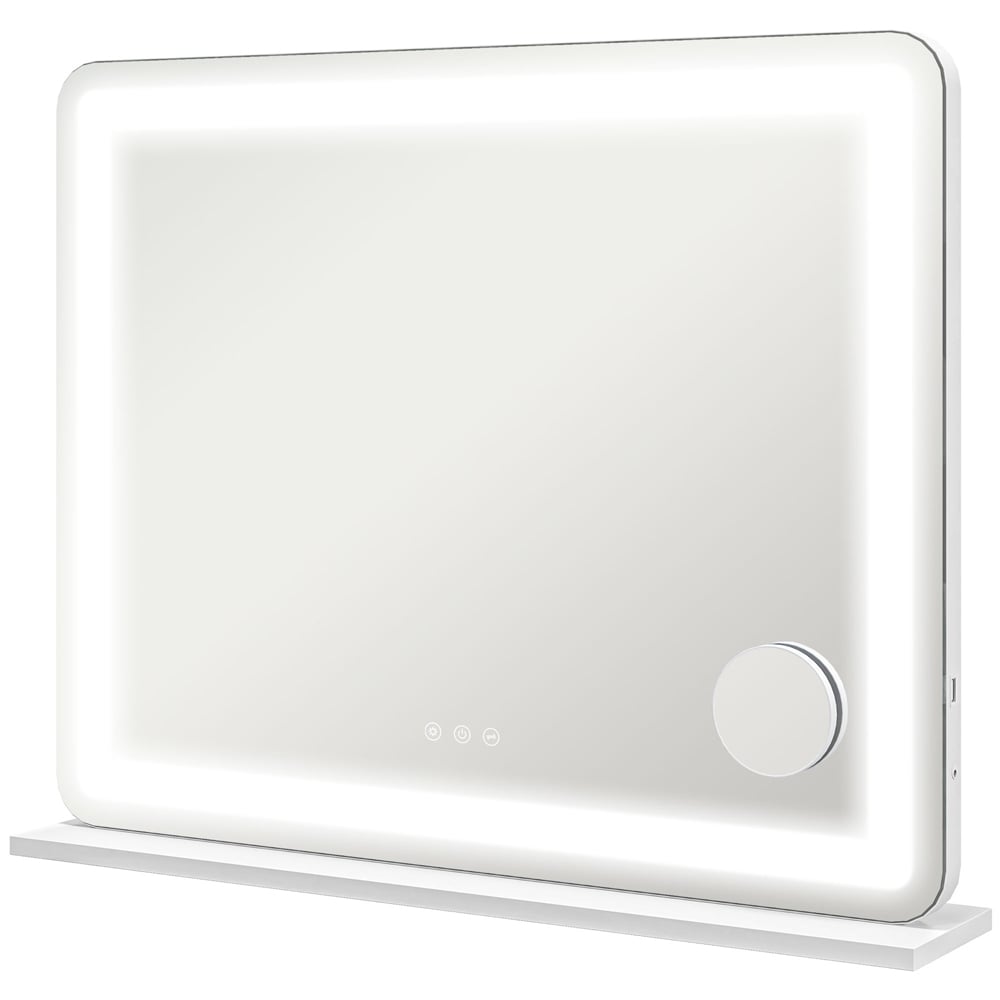 HOMCOM White LED Vanity Mirror with 10X Magnification and USB Port 80 x 62cm Image 1
