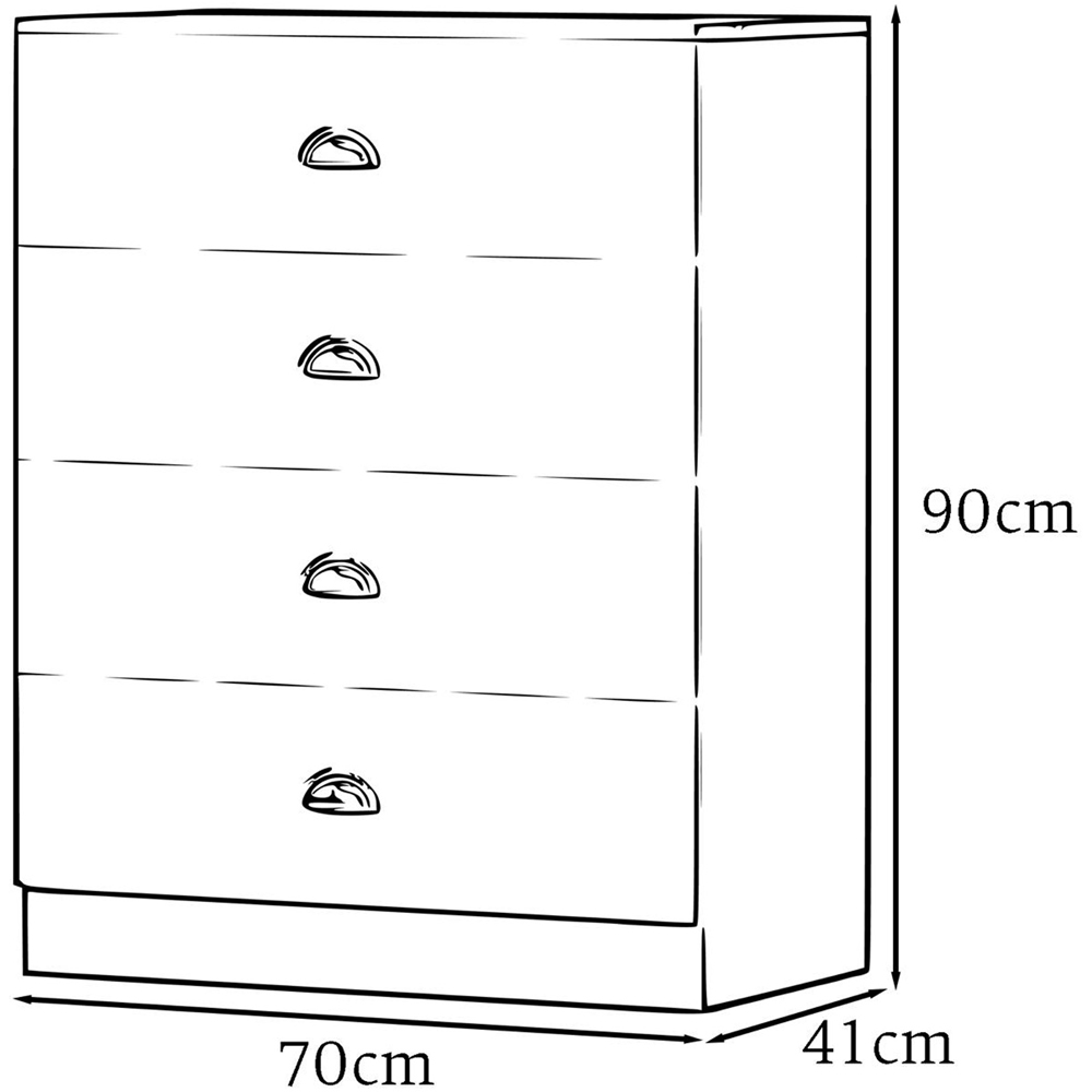 FWStyle Esher 4 Drawer Grey Oak Chest of Drawer Image 5