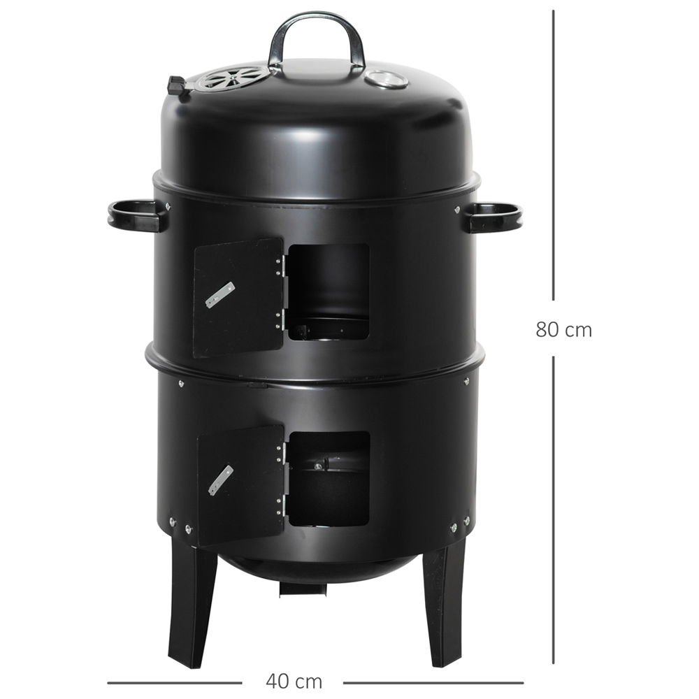 Outsunny 3 in 1 Charcoal Smoker BBQ Grill Image 5