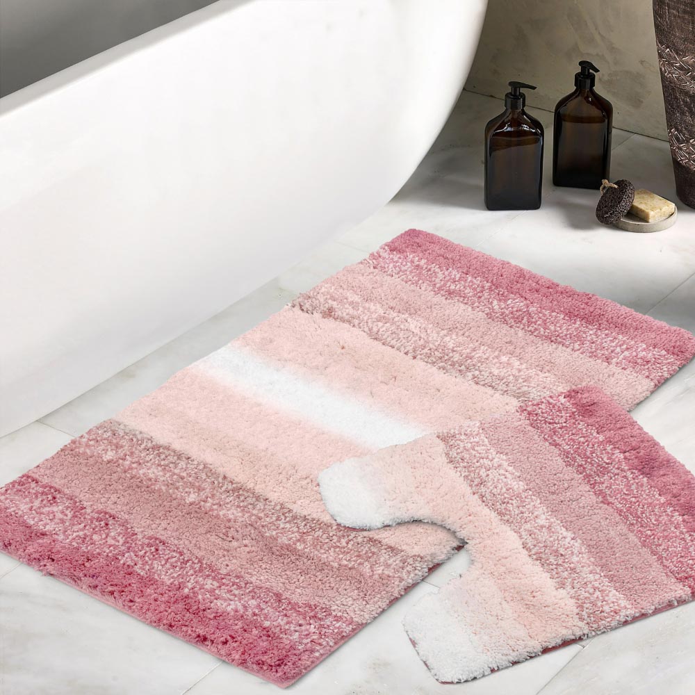Mayfair Superstripe Blush Bath Mat Set Image 2