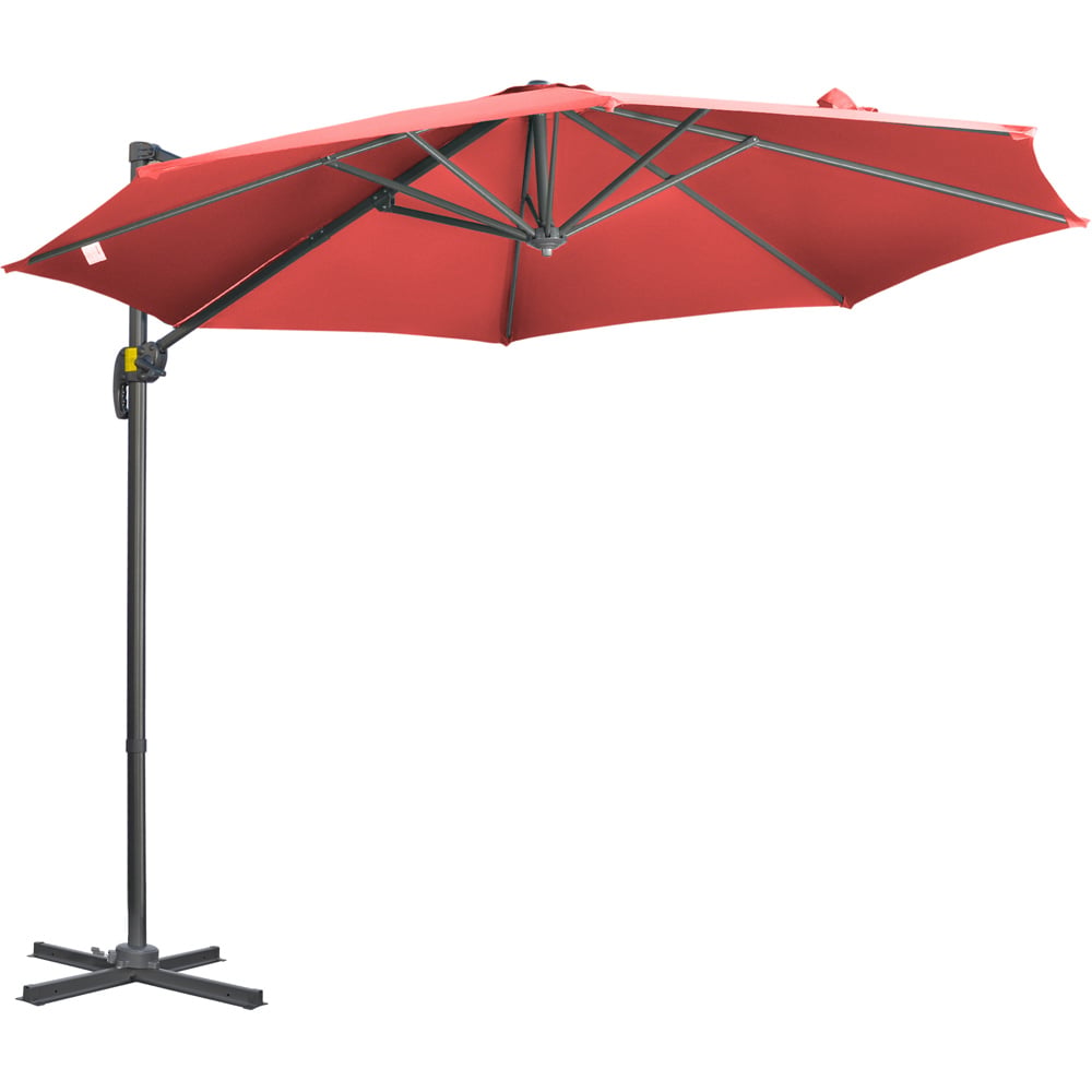 Outsunny Wine Red Cantilever Parasol with Cross Base 3 x 3m Image 1