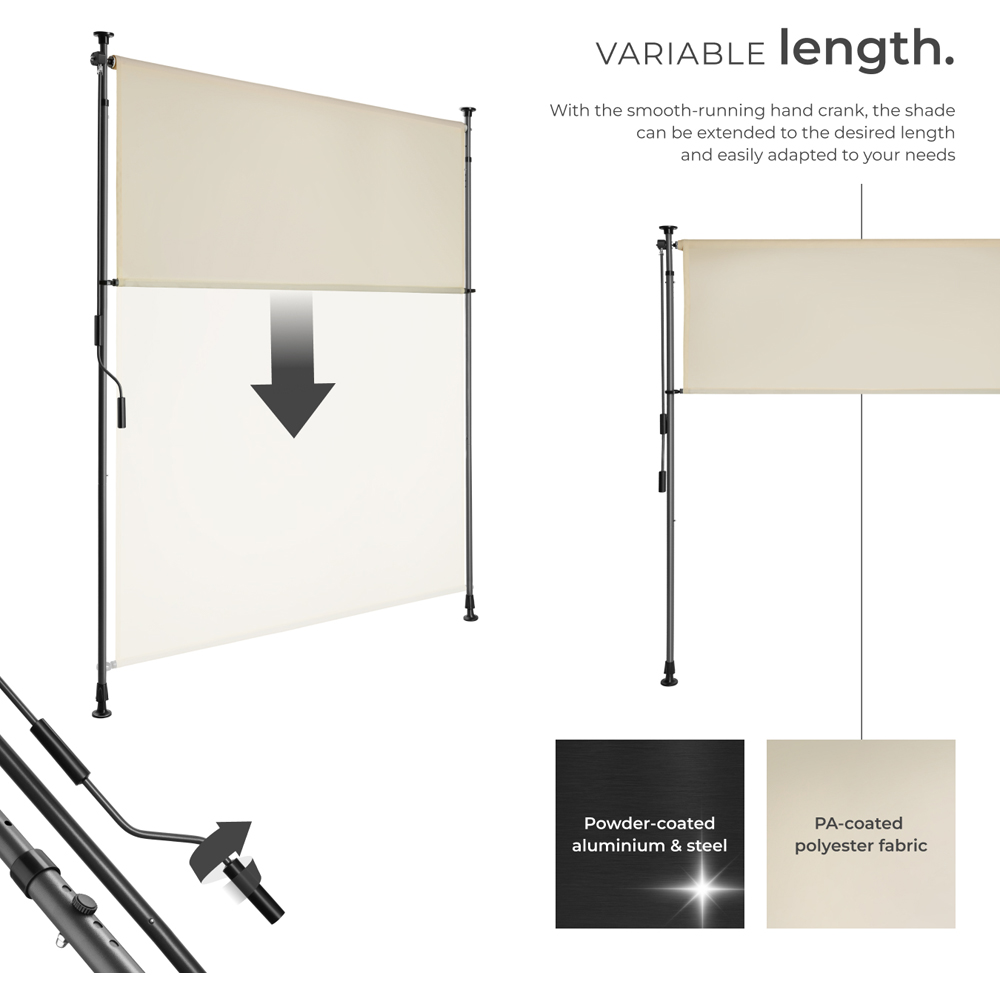 tectake Taija Beige Retractable Awning with Hand Crank 3.1 x 1.28m Image 4
