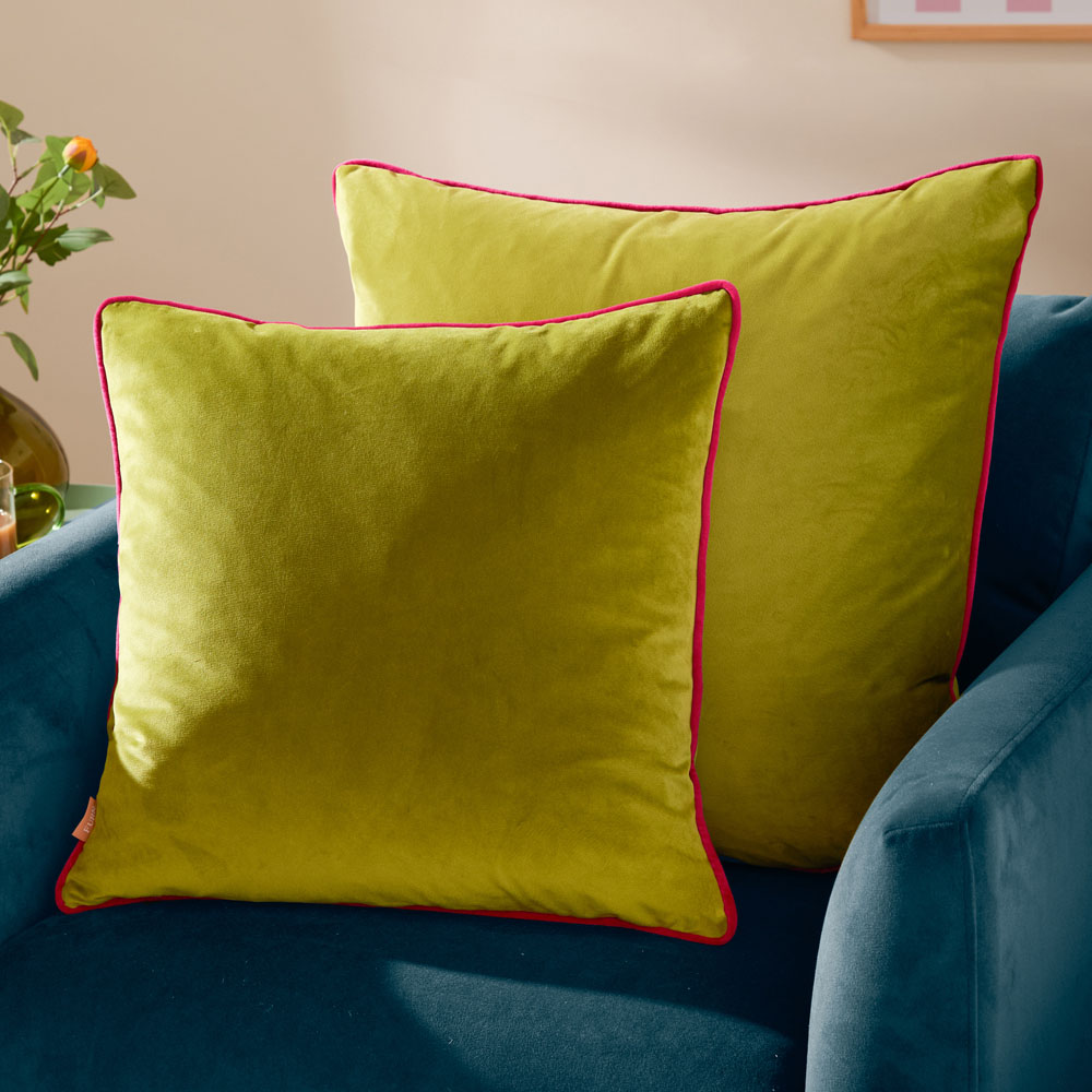 Furn Meridian Lime and Hot Pink Velvet Cushion 45 x 45cm Image 5