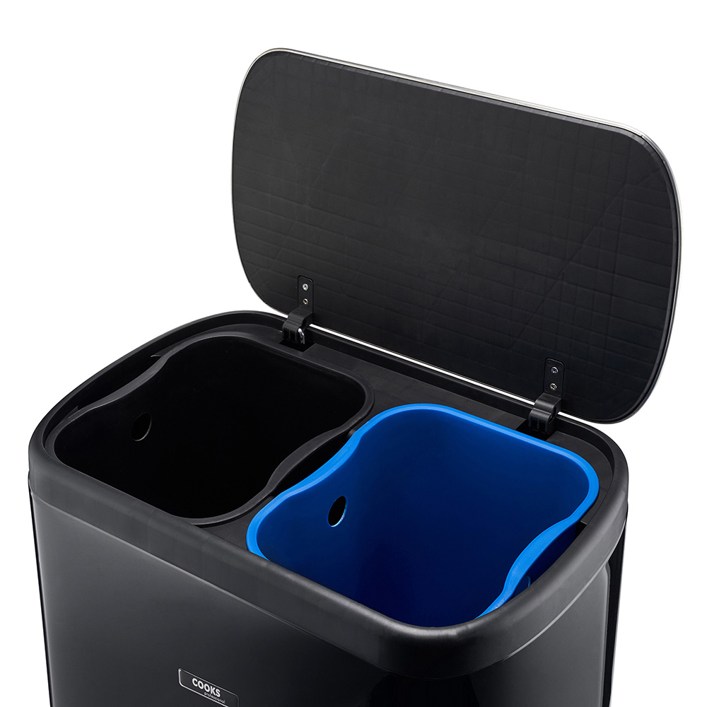 Cooks Professional Dual Recycle Matt Black Single Pedal Bin 60L Image 6