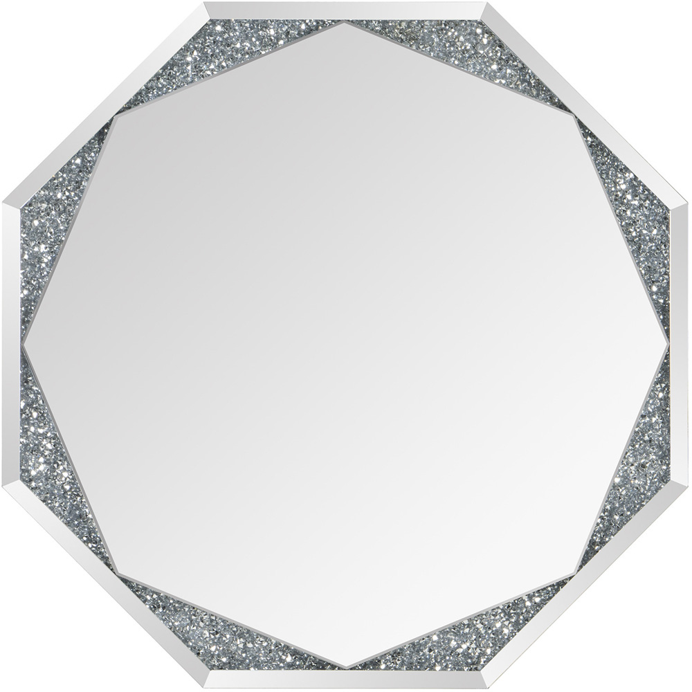 Octagonal Silver Crystal Effect LED Mirror 100cm Image 1