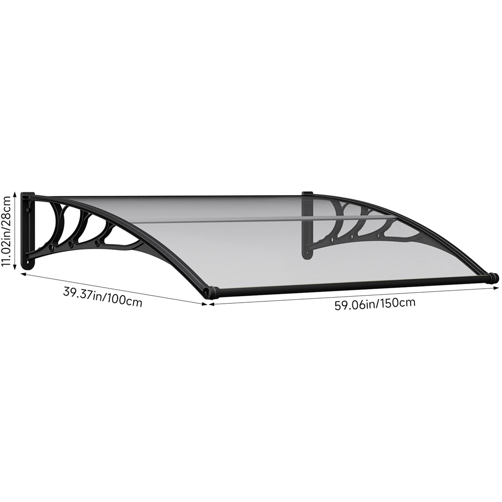 Living and Home Dark Grey Arched Door and Window Awning with Water Channel 1.5 x 1m Image 9