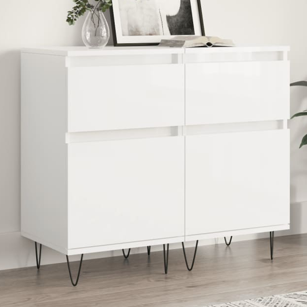 vidaXL Single Door Single Drawer High Gloss White Sideboard 2 Piece Image 1
